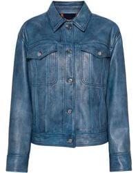 BOSS - Long-sleeves Leather Jacket - Lyst