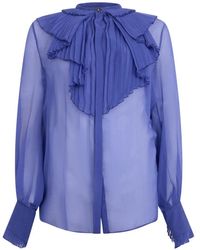 Alberta Ferretti - Ruffled Silk Shirt - Lyst