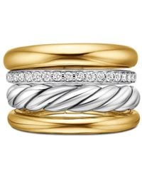 David Yurman - 18Kt And Sterling Dy Mercer Multi Row Diamond Ring (14Mm) - Lyst