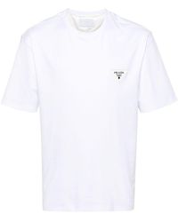 Prada - Katoenen T-shirt Met Logopatch - Lyst