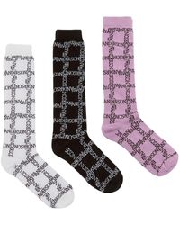 JW Anderson - Intarsia-knit Logo Socks (pack Of Three) - Lyst