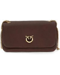 Pinko - Love Birds Hammered Leather Shoulder Bag - Lyst