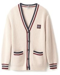 Miu Miu - Gestreept Vest Met V-Hals - Lyst