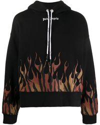 Palm Angels - Tiger-print-flames Cotton-jersey Hoody - Lyst