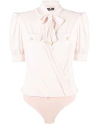 Elisabetta Franchi - Pussy-bow Collar Wrap Bodysuit - Lyst