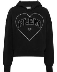 Philipp Plein - Heart-Motif Rhinestone-Embellished Hoodie - Lyst