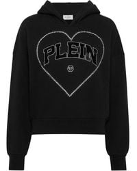 Philipp Plein - Heart-Motif Rhinestone-Embellished Hoodie - Lyst