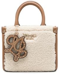 Liu Jo - Faux-Shearling Logo-Plaque Tote Bag - Lyst