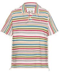 Maison Margiela - Striped Knitted Polo Shirt - Lyst