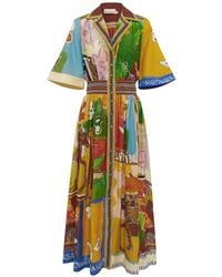 ALÉMAIS - Mlak Button-Down Maxi-Jurk Met Grafische Print - Lyst