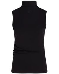 KARL LAGERFELD - Mock-Neck Ruched Tank Top - Lyst
