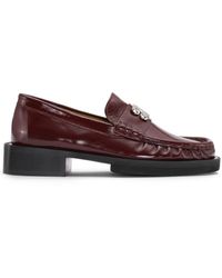 Ganni - Butterfly-plaque Leather Loafers - Lyst