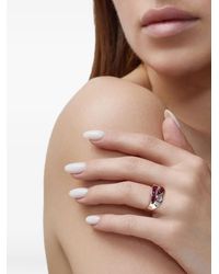 Jewels Aficionado - Platinum Geknoopte Ring Met Diamant En Robijn - Lyst