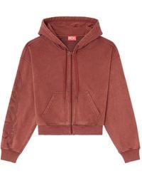 DIESEL - Zip-Up Hoodie With Puff-Print Floral Logo - Lyst