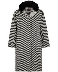 Moorer - Jas Met Bontkraag En Zigzag Patroon - Lyst