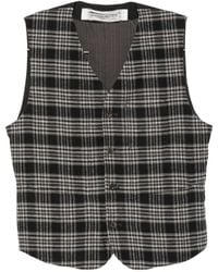 Individual Sentiments - Check-Pattern Button-Up Waistcoat - Lyst