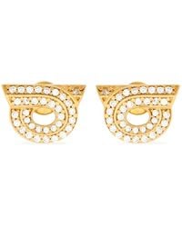Ferragamo - Gancini Earrings With Rhinestones - Lyst