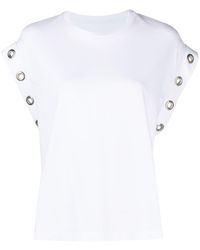 Maje - Eyelet-detail cotton T-shirt - Lyst