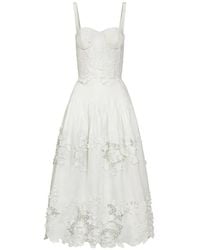 Oscar de la Renta - Porcelain Flower Guipure Bustier Dress - Lyst