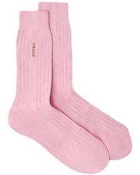 Versace - Calcetines De Algodón En Canalé Bordados - Lyst