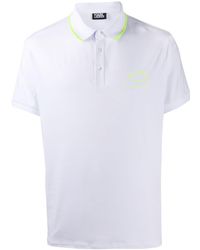 Karl Lagerfeld Poloshirt Met Neon Afwerking - Wit