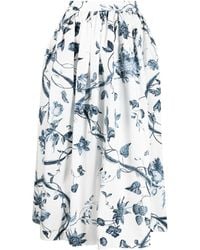 Erdem - Botanical-print Cotton Midi Skirt - Lyst