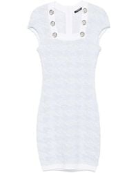 Balmain - Robe En Tweed À Coupe Courte - Lyst