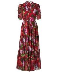 Carolina Herrera - Hydrangea-Print Tiered Dress - Lyst