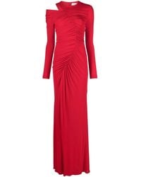 Alexander McQueen - Asymmetric Ruched Maxi Dress - Lyst