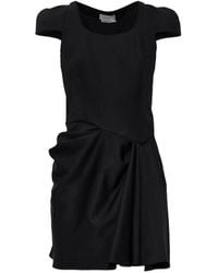 McQueen - Draped Wool Mini Dress - Lyst
