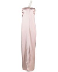 Fendi - One-shoulder Silk Long Dress - Lyst