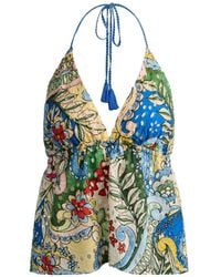 Alice + Olivia - Karolina Floral-Print Halter Top - Lyst