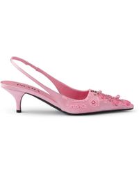 Prada - Embroidered Satin Slingback Pumps - Lyst