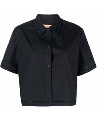 Yves Salomon - Leather-embroidery Cropped Shirt - Lyst