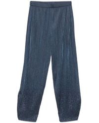 Giorgio Armani - Plissé-Effect Crystal-Embellished Trousers - Lyst