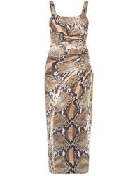 Roberto Cavalli - Vestido midi con estampado de piel de pitón - Lyst