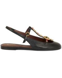 Etro - Rhinestones Slingback Leather Sandals - Lyst