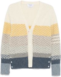 Thom Browne - Gestreifter Jacquard-Cardigan Mit V-Ausschnitt - Lyst