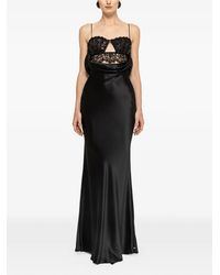 Nissa - Lace-Panel Satin Maxi Dress - Lyst
