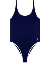 Sporty & Rich - Carla Scoop-Neck Contrast-Trim Swimsuit - Lyst