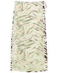 Ganni - Mix-Print Midi Skirt - Lyst