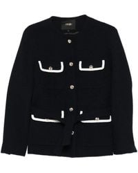 Maje - Chaqueta de tweed con cinturón - Lyst