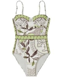 Tory Burch - Bañador Estampado De Una Pieza Con Escote En La Espalda Y Estampado De Cacatúa En Nylon Reciclado - Lyst