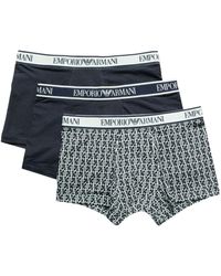 Emporio Armani - Set aus drei Shorts mit Logo-Print - Lyst