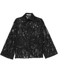 D.exterior - Sequin-Embellished Lace-Overlay Shirt - Lyst