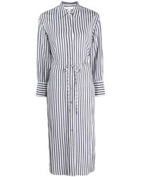 Vince - Striped Belted Midi Shirt Dress - Lyst