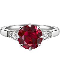 Pragnell - Platinum Diamond Ruby Antrobus Ring - Lyst