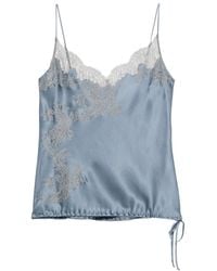 Carine Gilson - Lace-Trimmed Satin Slip Blouse - Lyst