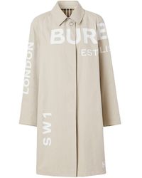 Burberry Logo Print Car Coat - Grey