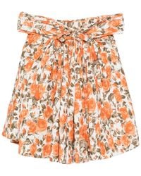 Chloé - Floral-Print Off-Shoulder Mini Dress - Lyst